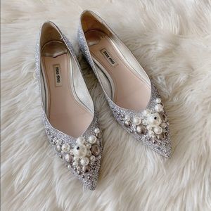 Miu Miu glitter and pearl flats